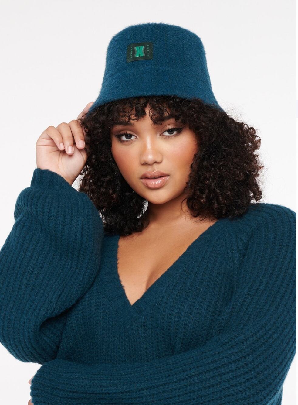 Savage X Fenty Fuzz Fit Knit Bucket Hat Blue Womens One Size